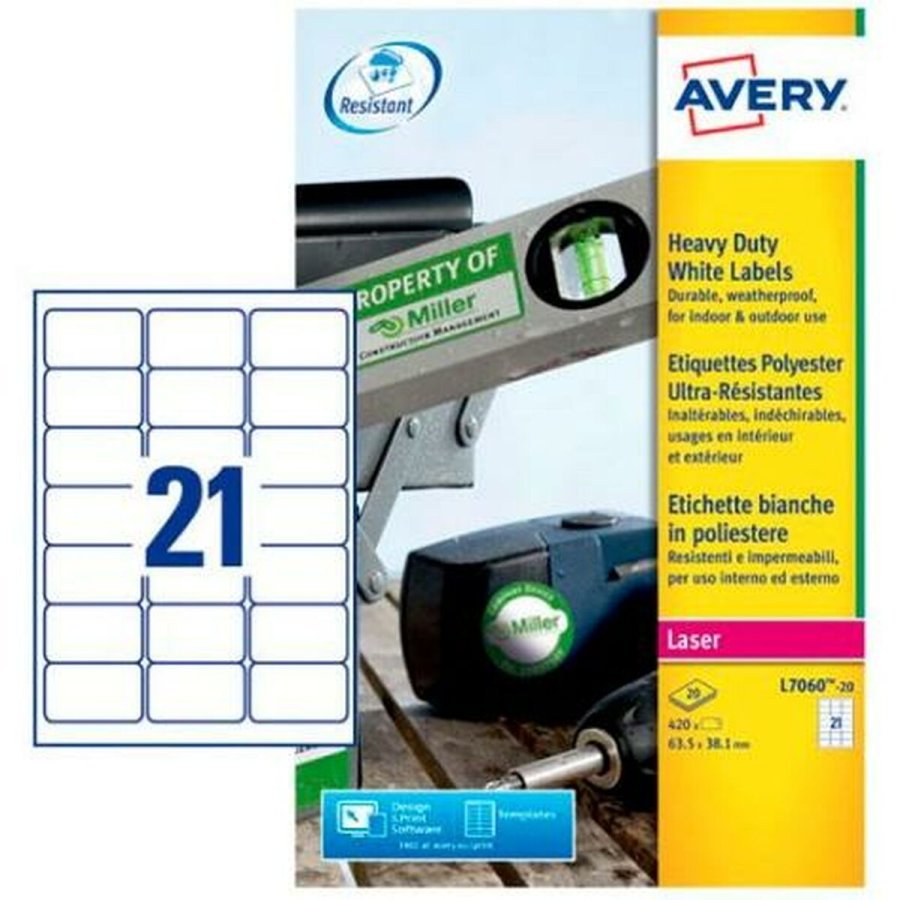 Printer labels Avery Hvid 20 Ark 63,5 x 38,1 mm (5 enheder) #2