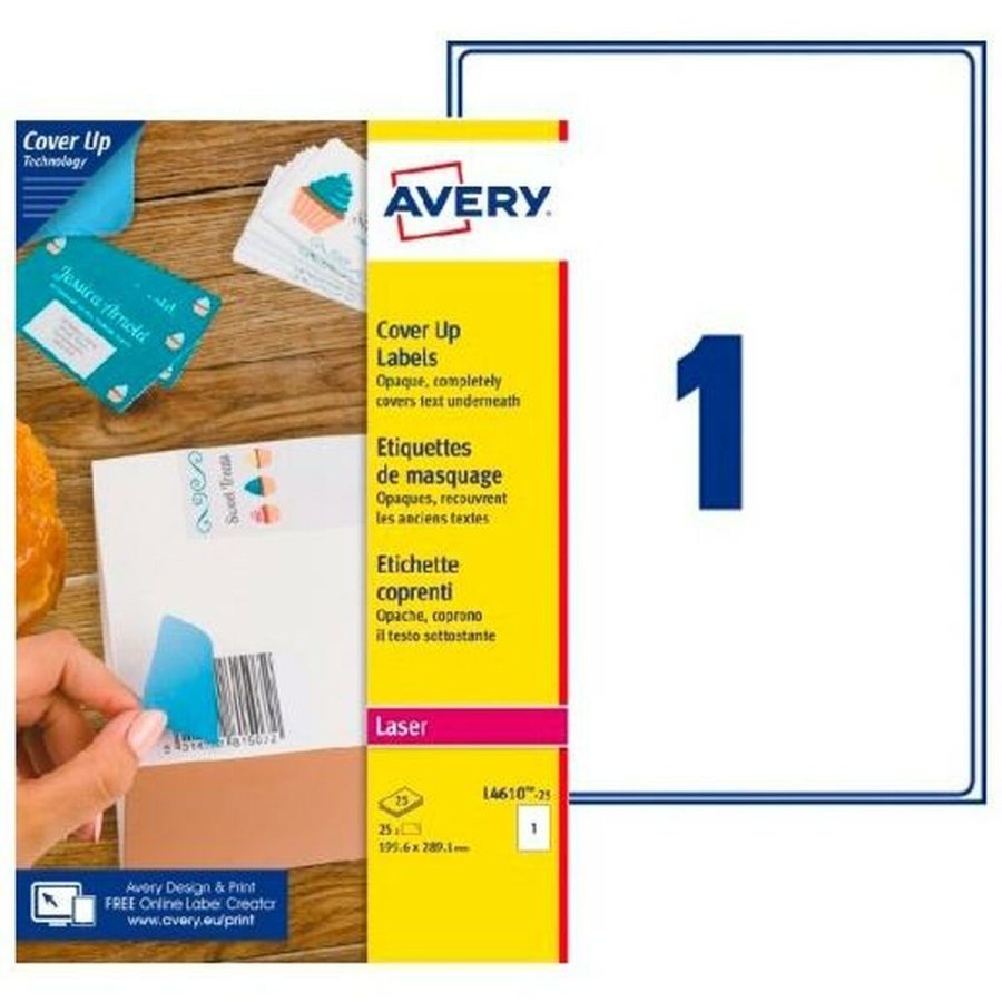 Printer labels Avery L4610 Hvid 25 Ark 199,6 x 289,1 mm (5 enheder) #2