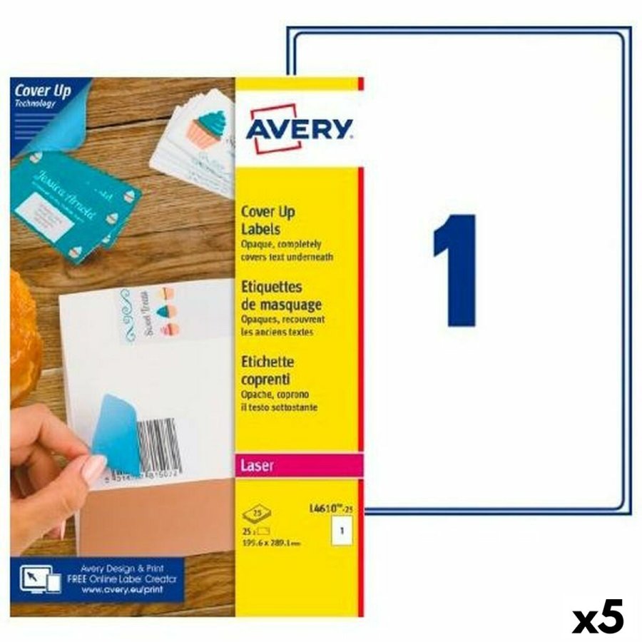 Printer labels Avery L4610 Hvid 25 Ark 199,6 x 289,1 mm (5 enheder) #1