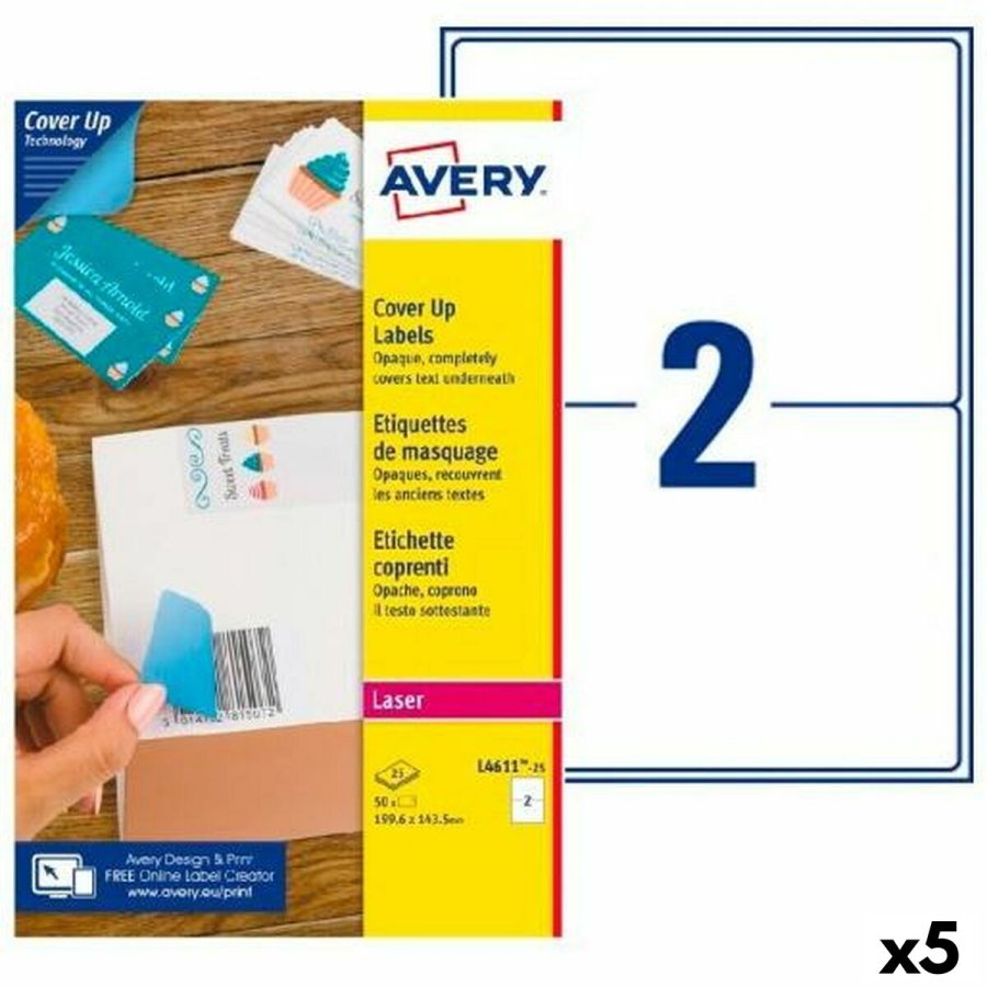 Printer labels Avery L4611 Hvid 25 Ark 199,6 x 143,5 mm (5 enheder) #1