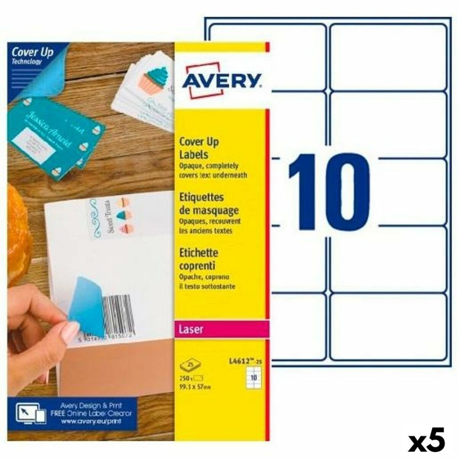 Printer labels Avery L4612 Hvid 25 Ark 99,1 x 57 mm (5 enheder) #1