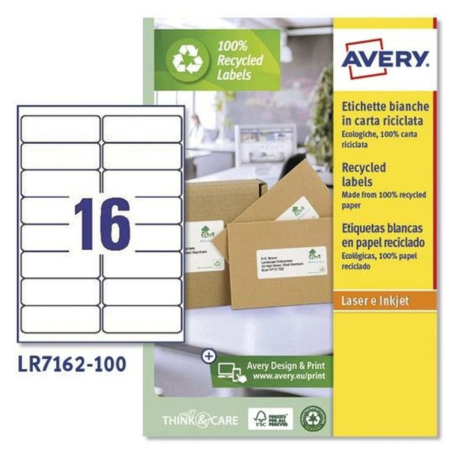 Printer labels Avery LR7162 Hvid 100 Ark 99,1 x 33,9 mm (5 enheder) #2