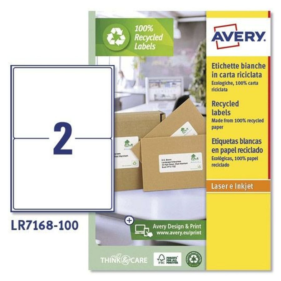 Printer labels Avery LR7168 Hvid 100 Ark 199,6 x 143,5 mm (5 enheder) #2