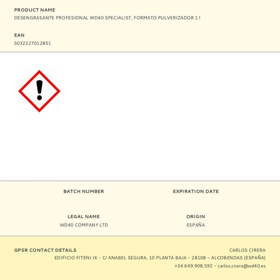 Affedtningsmiddel WD-40 1 L #2