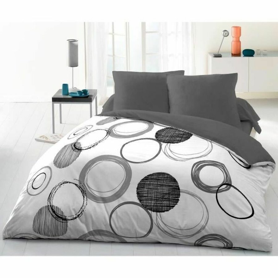 Sengetj st HOME LINGE PASSION Hvid Gr Lysegr 220 x 240 cm Cirkler #1