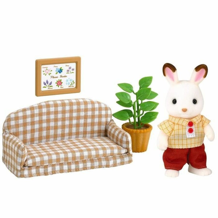Action Figurer Sylvanian Families Papa Rabbit Chocolate and Living Room #1