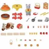 Tilbehr til dukkehus Sylvanian Families Puesto de hamburguesas - Papa Latte Cat y Scooter 30 Dele #3