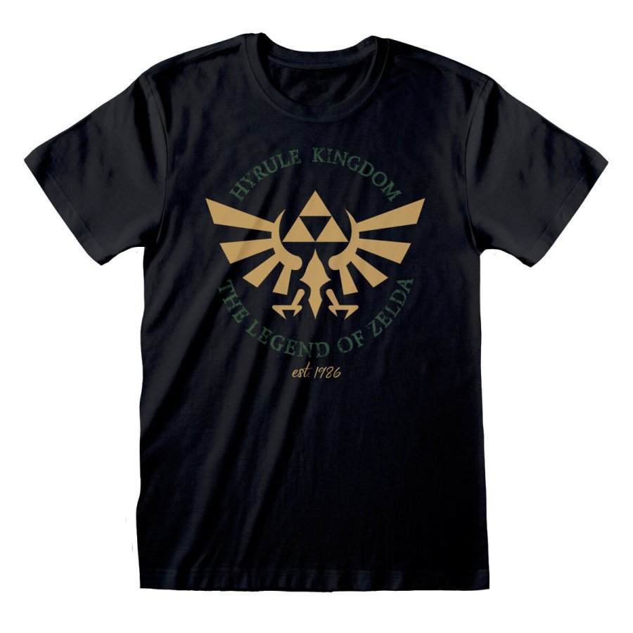 Unisex Kortrmet T-shirt The Legend of Zelda Hyrule Kingdom Crest Sort #1