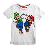 Brne Kortrmet T-shirt Super Mario Mario and Luigi Hvid #1