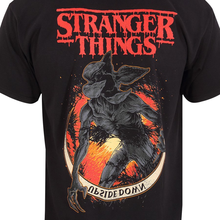 Kortrmet T-shirt Stranger Things Demogorgon Upside Down Sort Unisex #3