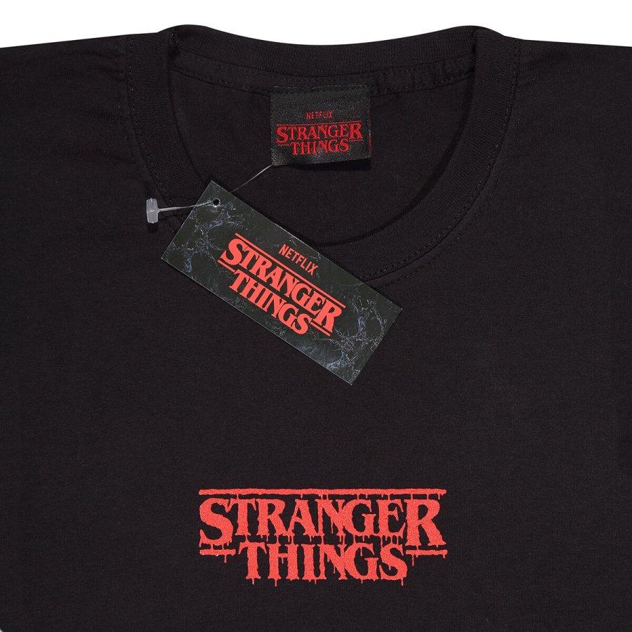 Kortrmet T-shirt Stranger Things Demogorgon Upside Down Sort Unisex #2