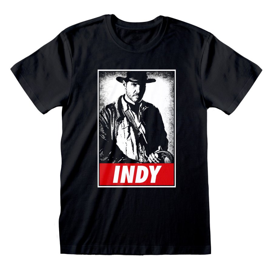 Kortrmet T-shirt Indiana Jones Indy Sort Unisex #1