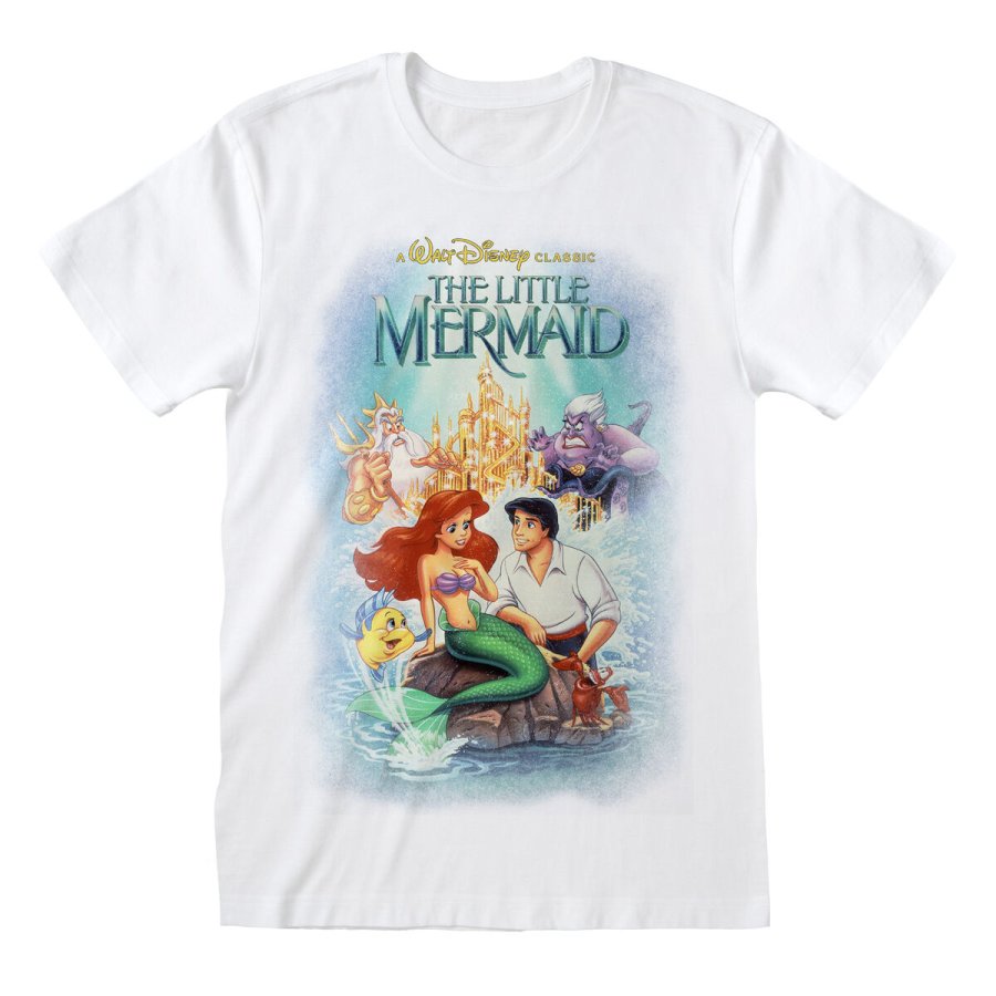 Kortrmet T-shirt The Little Mermaid Classic Poster Hvid Unisex #1