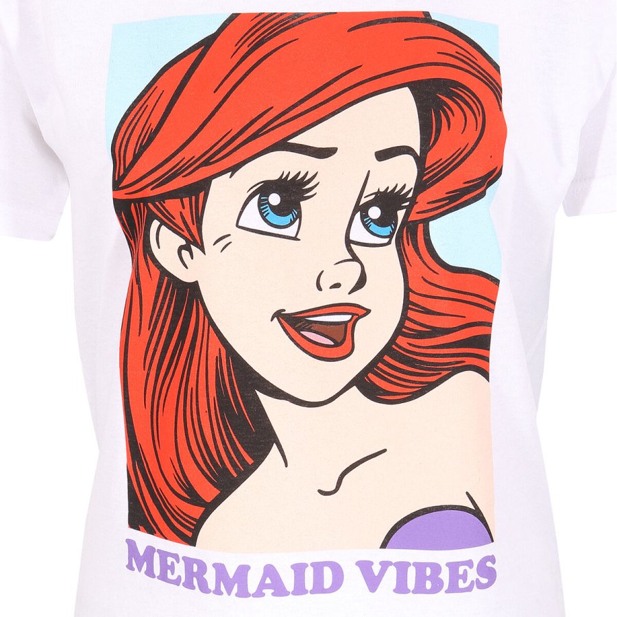 Kortrmet T-shirt The Little Mermaid Mermaid Vibes Hvid Unisex #2