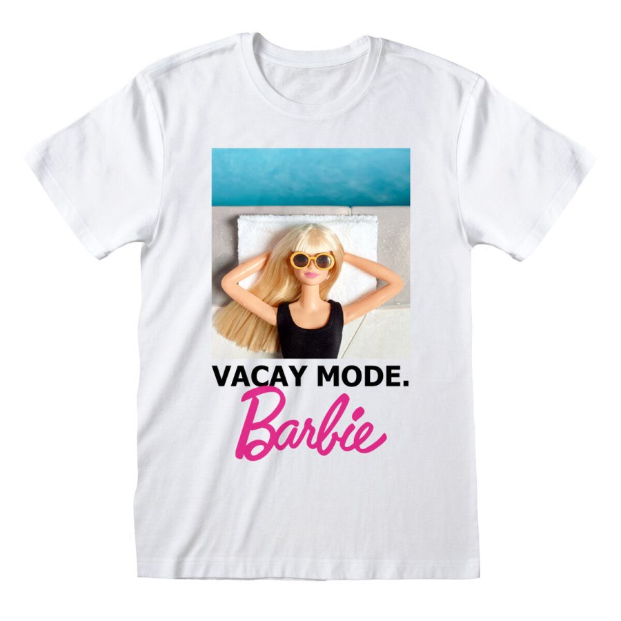 Kortrmet T-shirt Barbie Vacay Mode Hvid Unisex #1