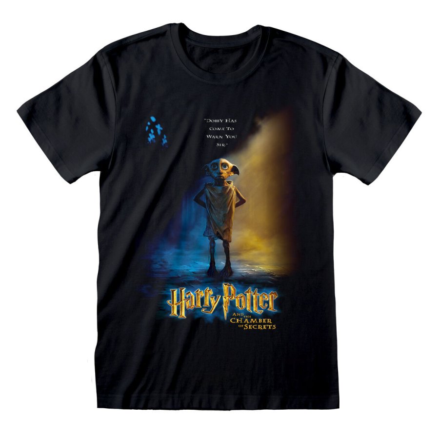 Kortrmet T-shirt Harry Potter Dobby Poster Sort Unisex #1