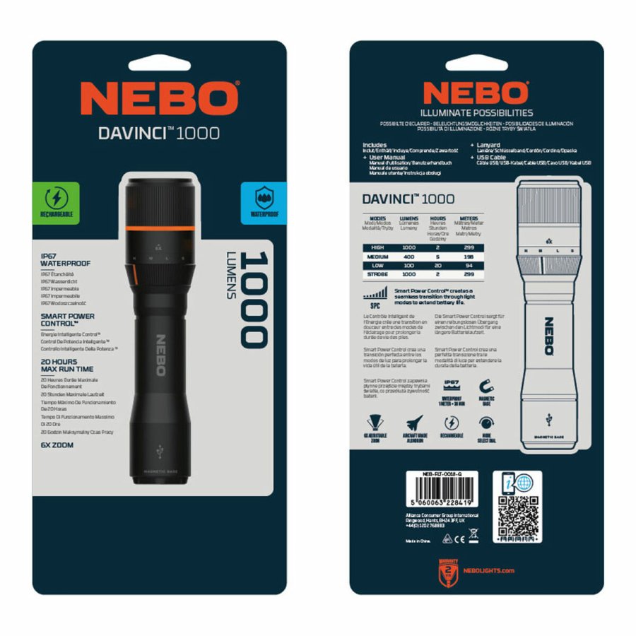 Genopladelig LED-lommelygte Nebo Davinci 1000 1000 Lm #4