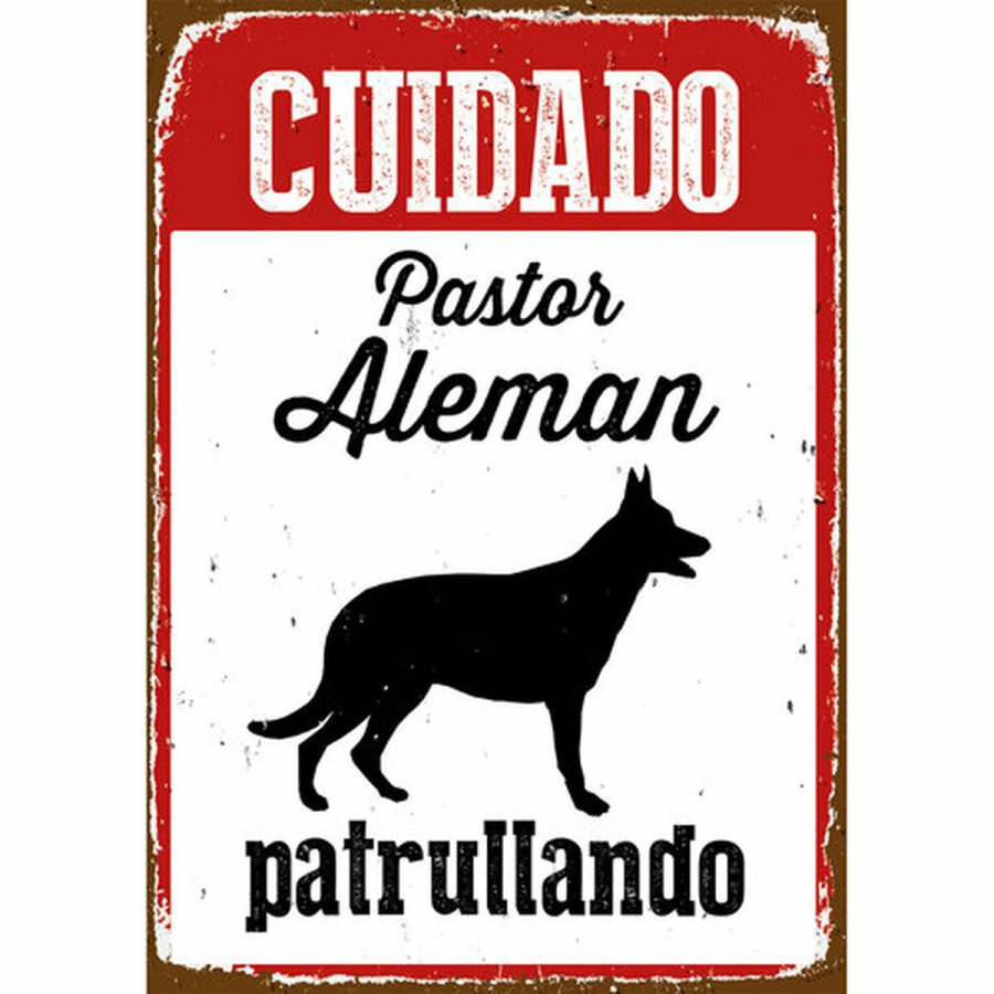 Plade Magnet & Steel Cuidado Pastor Alemn Patrullando 14,8 x 21 cm #1