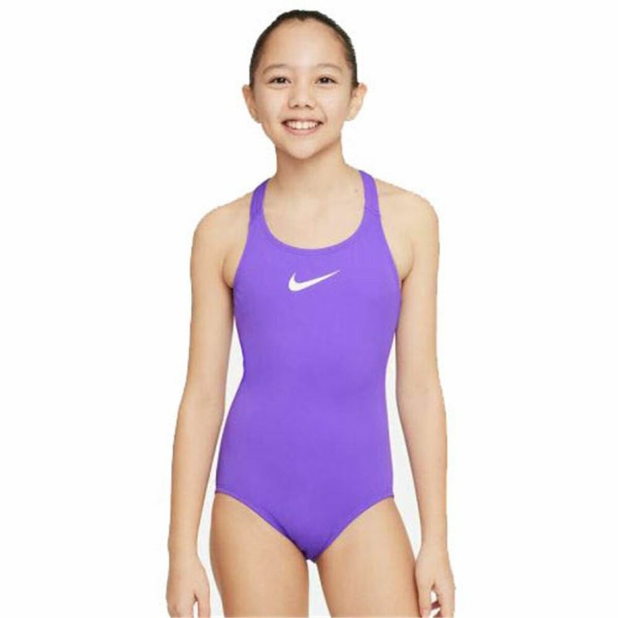 Badedragt til piger Nike Racerback Blomme #1