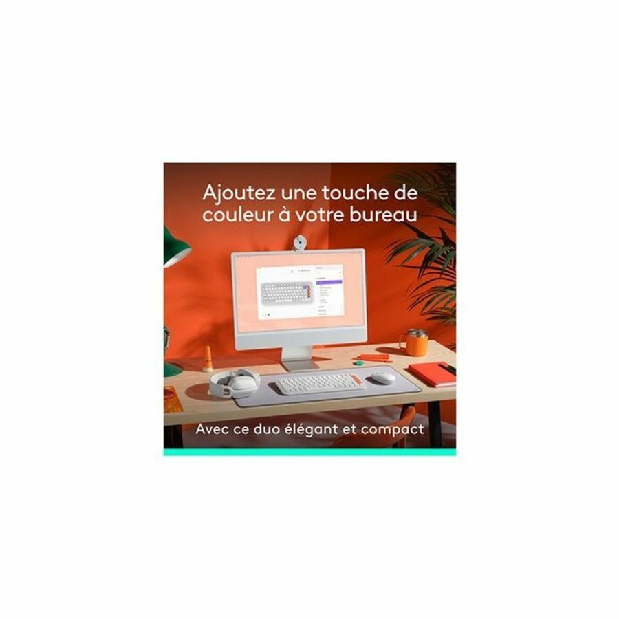 Tastatur og mus Logitech 920-013110 Hvid Fransk Azerty Fransk #2