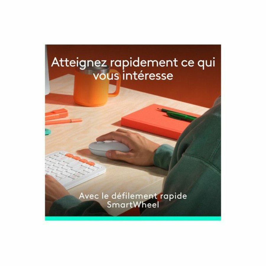 Tastatur og mus Logitech 920-013110 Hvid Fransk Azerty Fransk #5