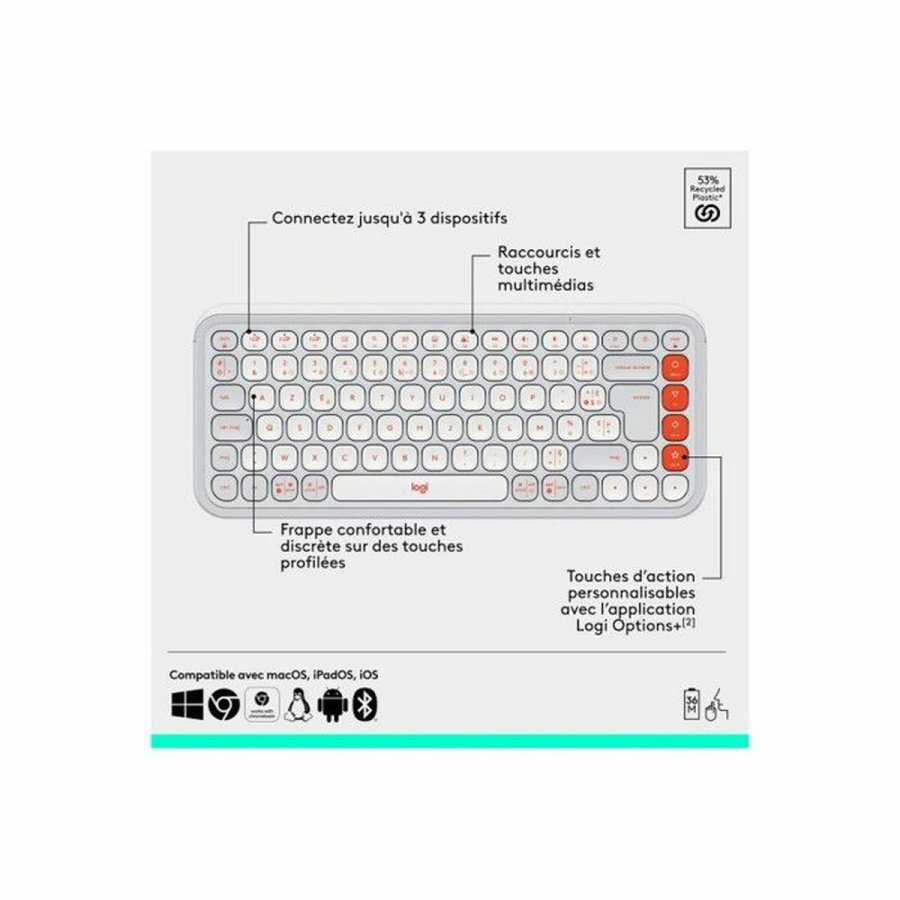 Tastatur og mus Logitech 920-013110 Hvid Fransk Azerty Fransk #6