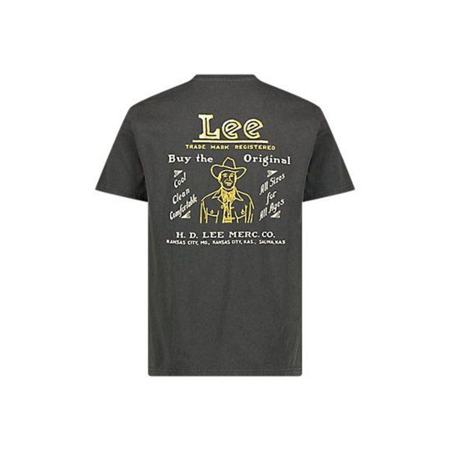 Kort�rmet T-shirt til M�nd Lee Working West Washed Sort #2