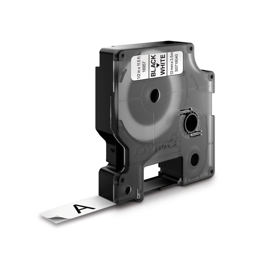 Lamineret tape Dymo S0718040 Sort/Hvid #1
