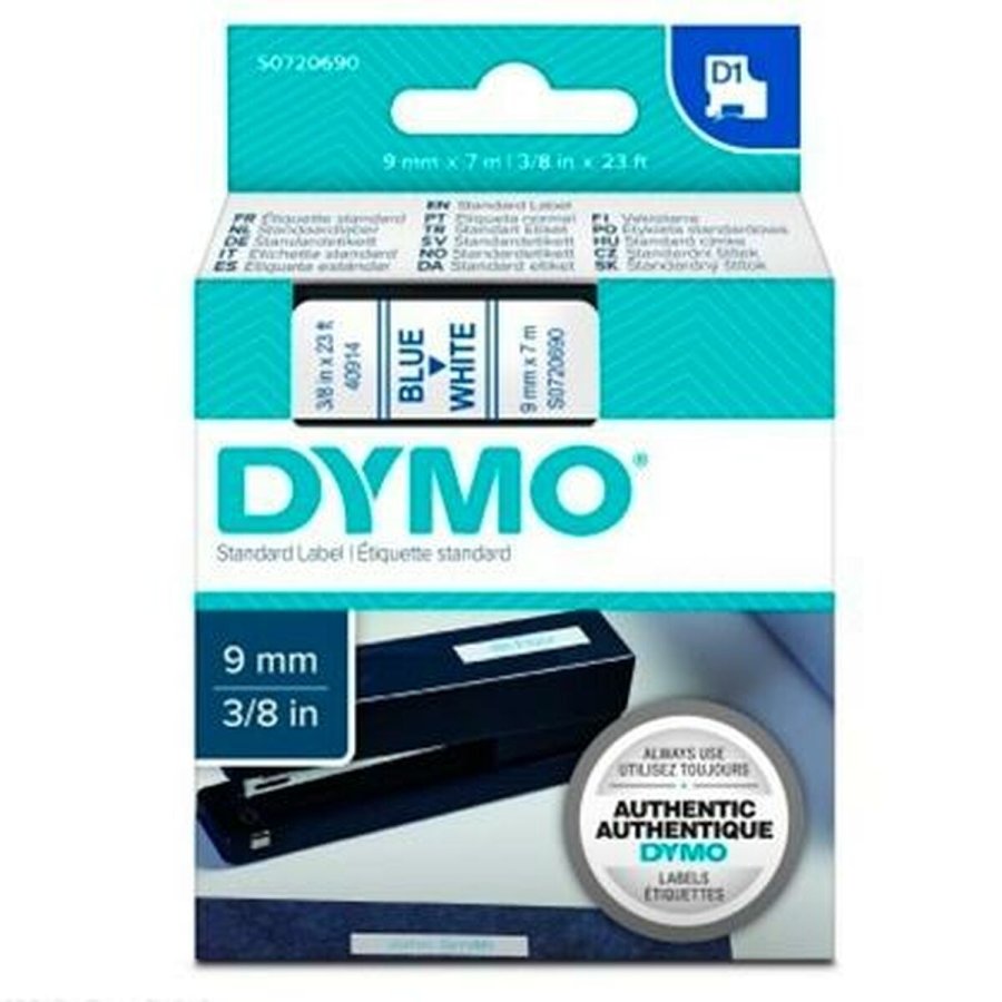 Lamineret tape til mrkningsmaskiner Dymo D1 40914 9 mm LabelManager Hvid Bl (5 enheder) #2