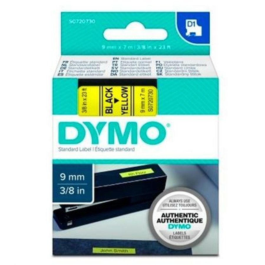 Lamineret tape til mrkningsmaskiner Dymo D1 40918 9 mm LabelManager Sort Gul (5 enheder) #2