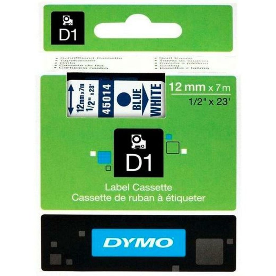 Lamineret tape til mrkningsmaskiner Dymo D1 45014 12 mm LabelManager Hvid Bl Sort (5 enheder) #2