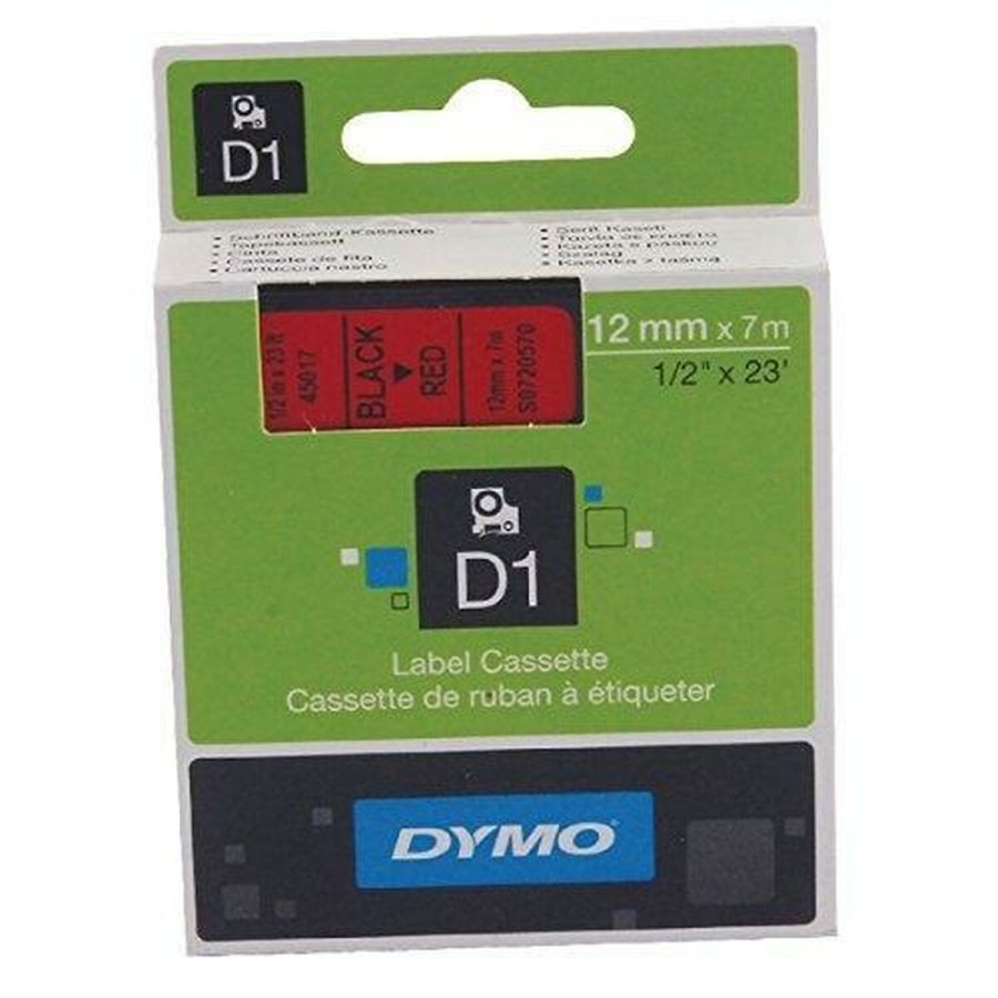 Lamineret tape til mrkningsmaskiner Dymo D1 45017 12 mm LabelManager Rd Sort (5 enheder) #2