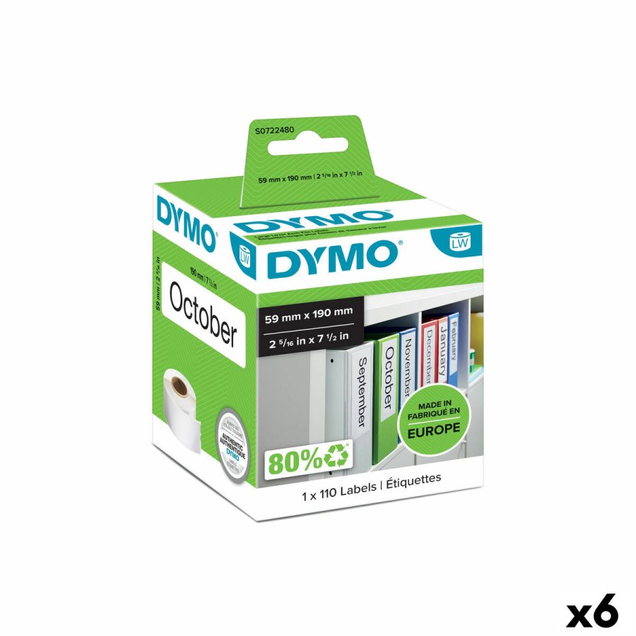 Printer labels Dymo 99019 59 x 190 mm LabelWriter Hvid Sort (6 enheder) #1