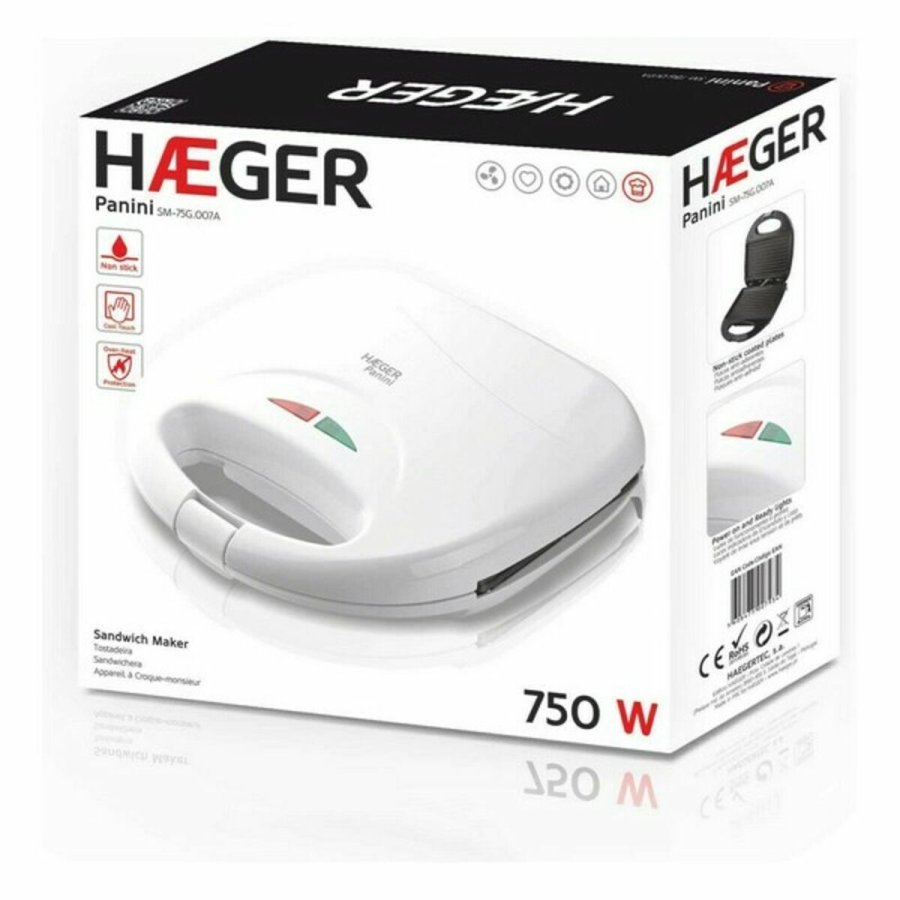 Sandwich Maker Haeger SM-75G.007A Hvid 750 W #2