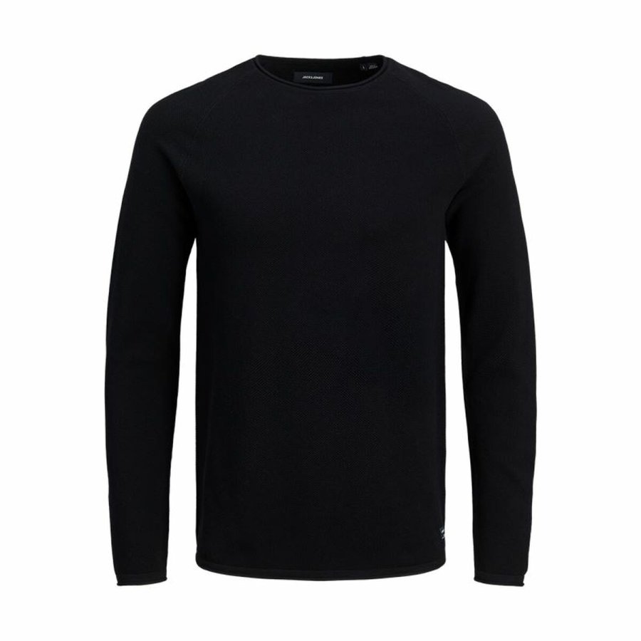 Langrmet T-shirt til Mnd Jack & Jones ehill Knit Sort #1