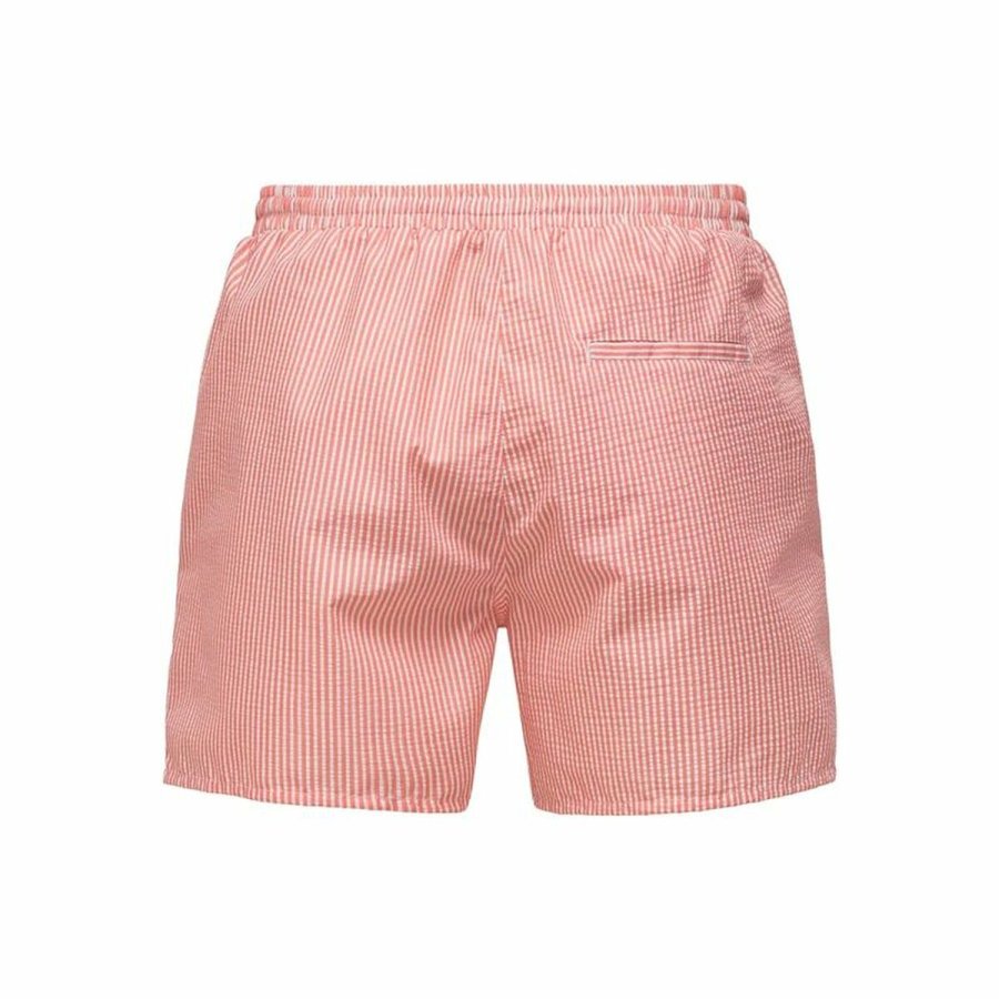 Badetj til Mnd Only & Sons Onsted Stripe Seersucker Pink #2