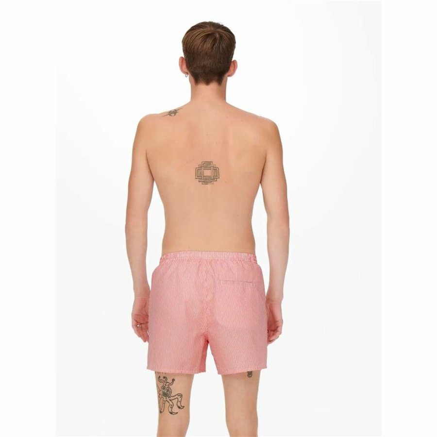 Badetj til Mnd Only & Sons Onsted Stripe Seersucker Pink #4