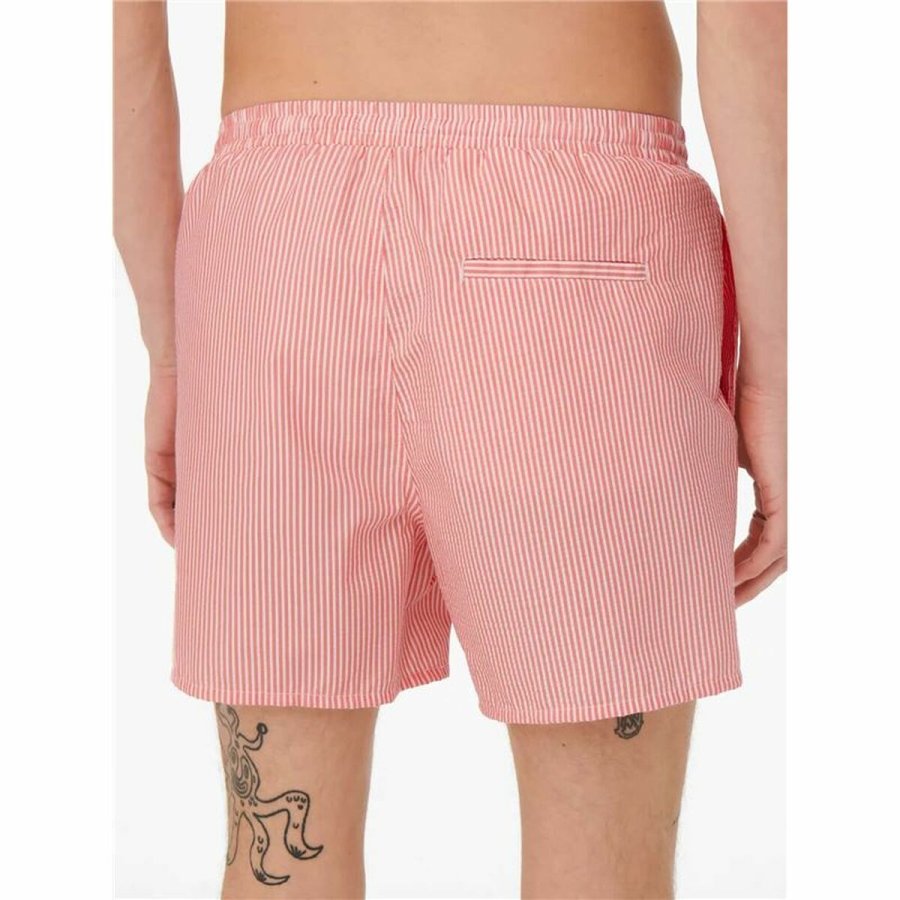Badetj til Mnd Only & Sons Onsted Stripe Seersucker Pink #5
