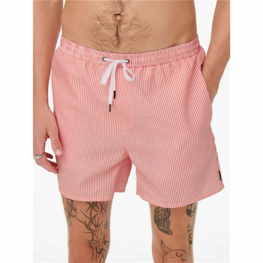 Badetj til Mnd Only & Sons Onsted Stripe Seersucker Pink #6