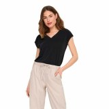 Kortrmet T-shirt til Kvinder Only Onlfree Life Mod.V-Neck Sort #3