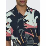 Skjorte Only & Sons Onsbertil Reg Visc Linen Navy Casual Kort slange #3