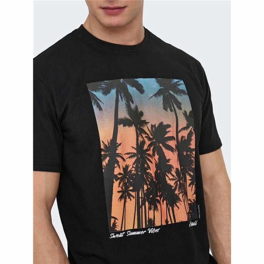 Kortrmet T-shirt til Mnd Only & Sons Onskolton Reg Beach Sort #6