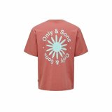 Kortrmet T-shirt til Mnd Only & Sons Onskasen Rlx Laksefarvet #2
