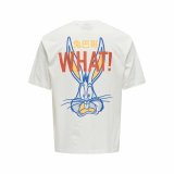 Kortrmet T-shirt til Mnd Only & Sons Onslooney Rlx Hvid #2