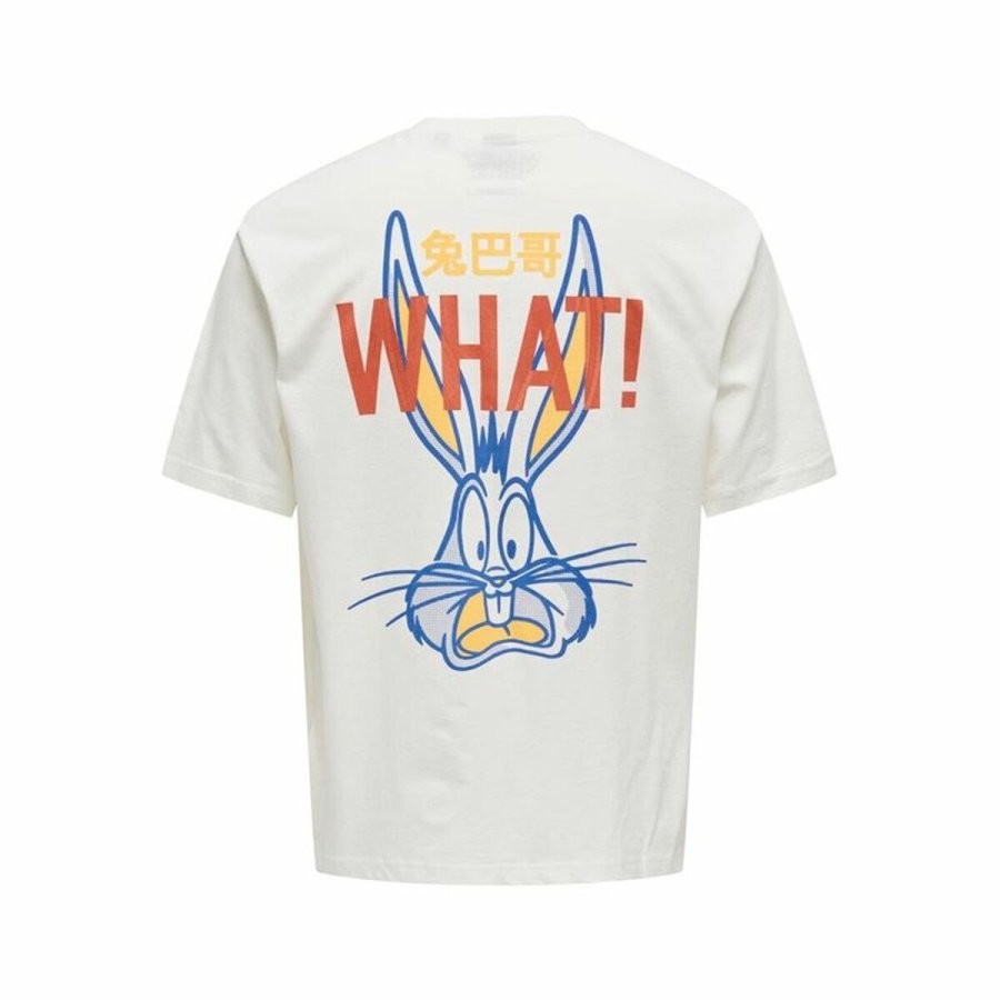 Kortrmet T-shirt til Mnd Only & Sons Onslooney Rlx Hvid #2