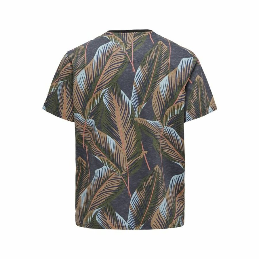 Kortrmet T-shirt til Mnd Only & Sons Onskobe Reg Banana Leaf Sort #2