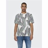Kortrmet T-shirt til Mnd Only & Sons Onskobe Reg Banana Leaf Bl Hvid #3