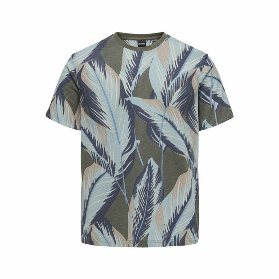 Kortrmet T-shirt til Mnd Only & Sons Onskobe Reg Banana Leaf Oliven #1