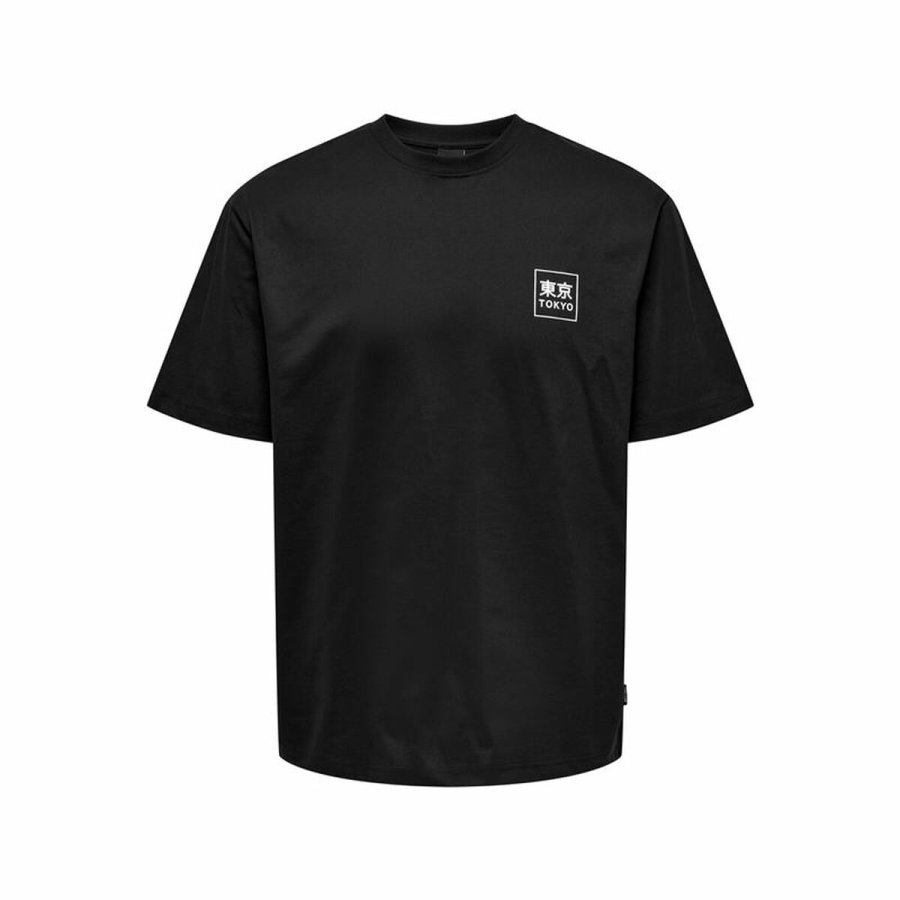 Kortrmet T-shirt til Mnd Only & Sons Onskace Rlx Sort #1