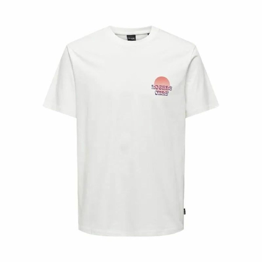 Kortrmet T-shirt til Mnd Only & Sons Onskye Reg Hvid #1